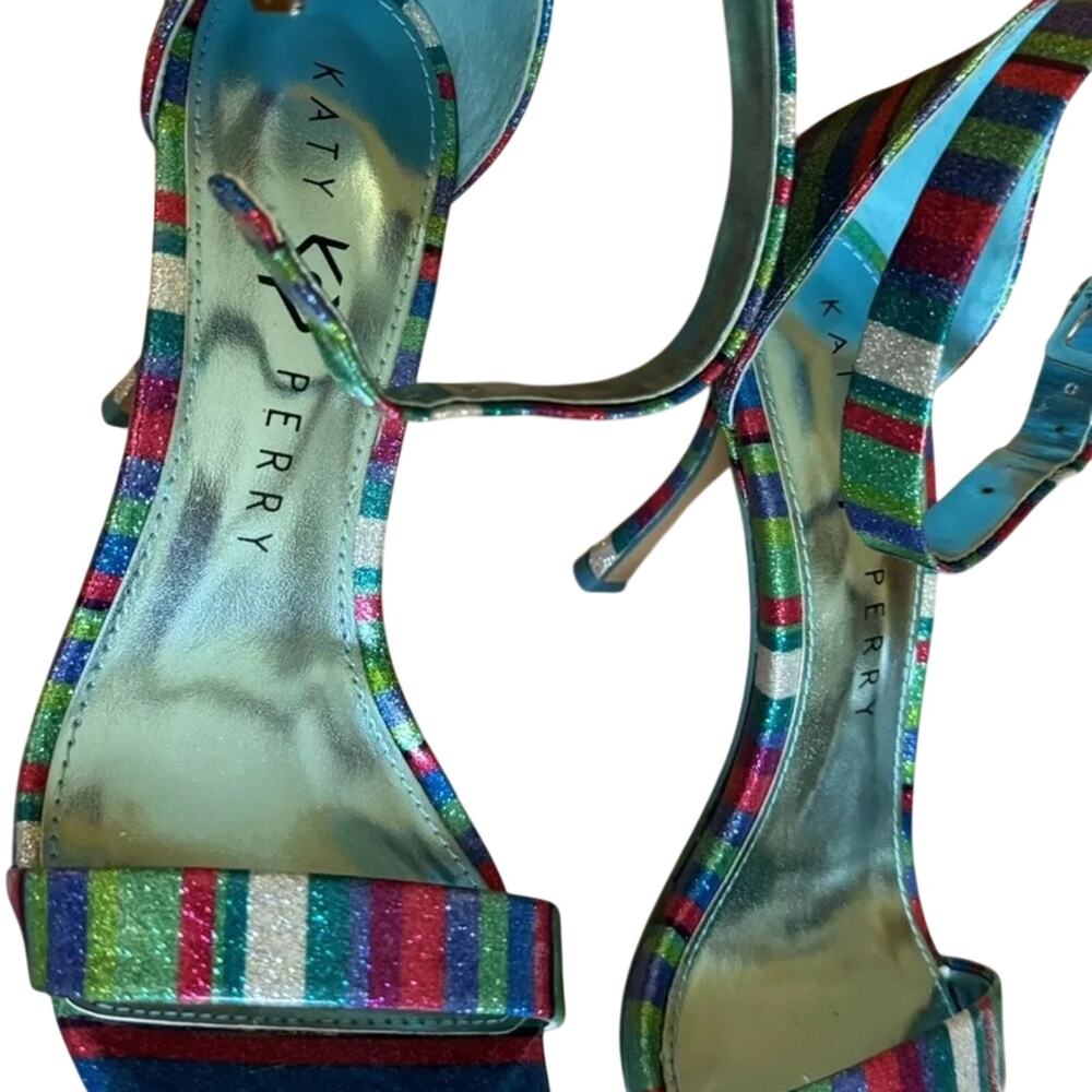 Katy Perry The Melly Glitter Stripe Pop Blue Size 7M Heel Height 3-3.9 inch - Picture 4 of 11